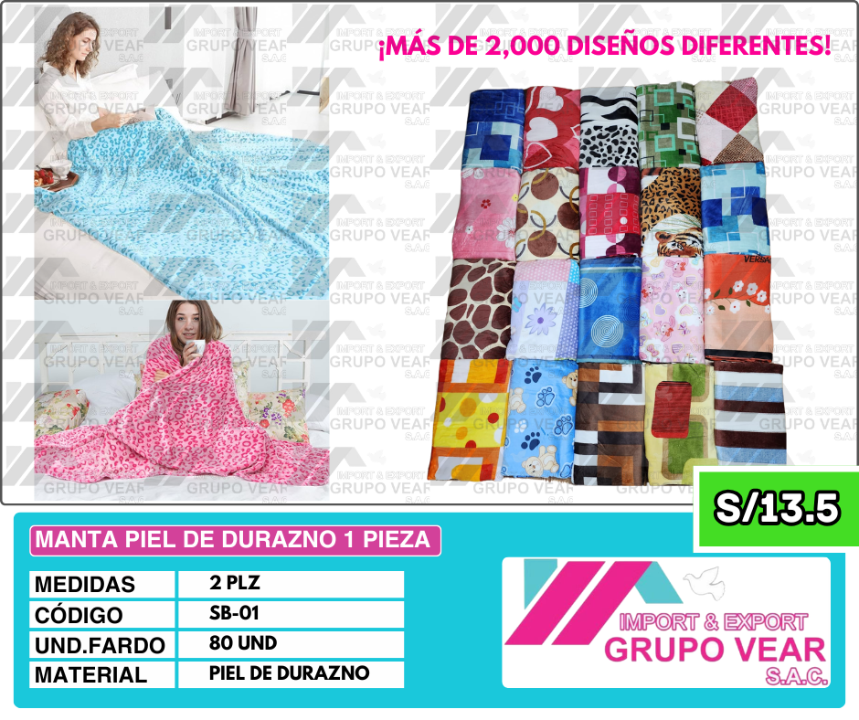 MANTA PIEL DE DURAZNO 1 PIEZA (80 UNIDADES)
