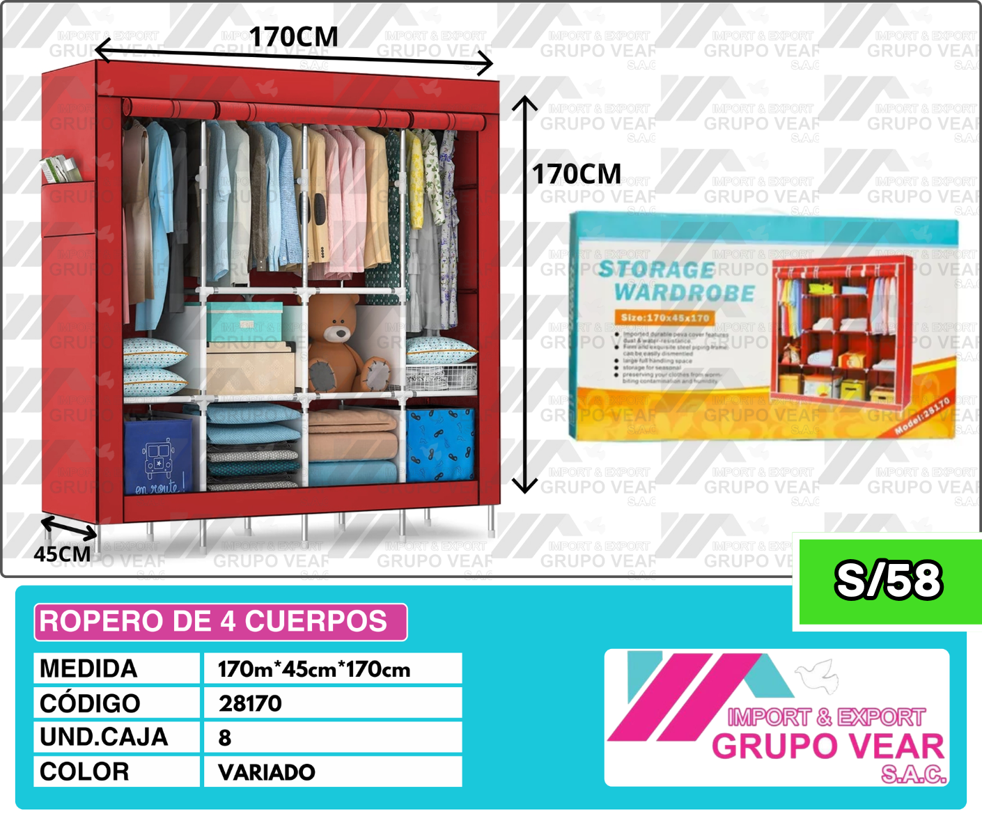 ROPERO DE 4 CUERPOS