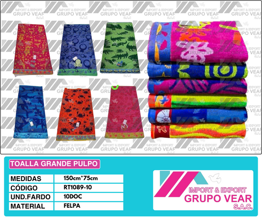 TOALLA GRANDE PULPO (10 DOC)