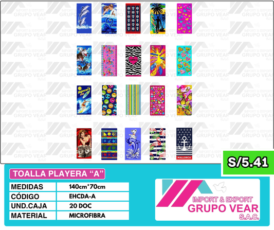 TOALLA PLAYERA MICROFIBRA (20 DOCENAS)